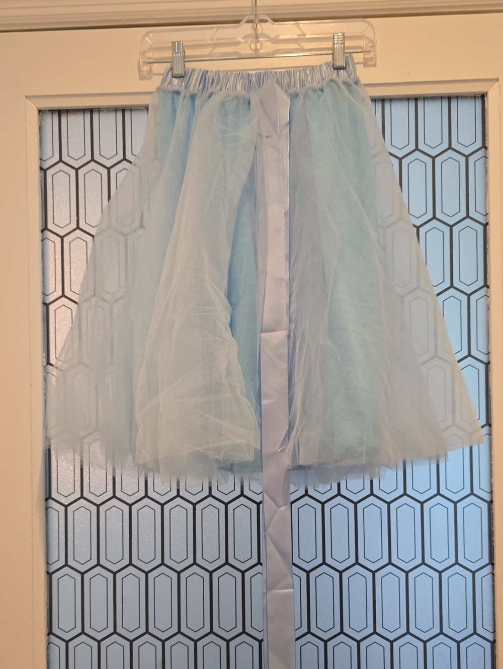 Light Blue Tulle Dance Skirt with Satin Ribbon